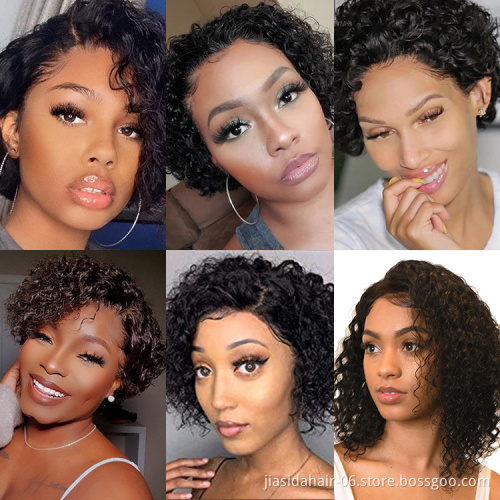 Short Pixie Cut Curly Wig Short Bob 150% T Part Lace Front Human Hair Wigs For Black Women Pre Plucked With Baby Hair